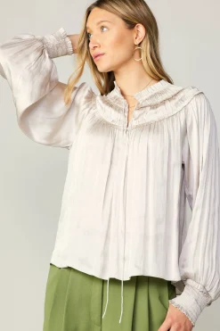 Current Air Ruffled Yoke Blouse ECRU New