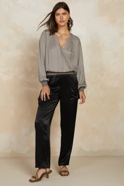Current Air Satin Straight Leg Pants BLACK Online