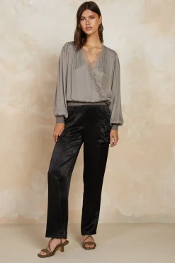 Current Air Satin Straight Leg Pants BLACK Online