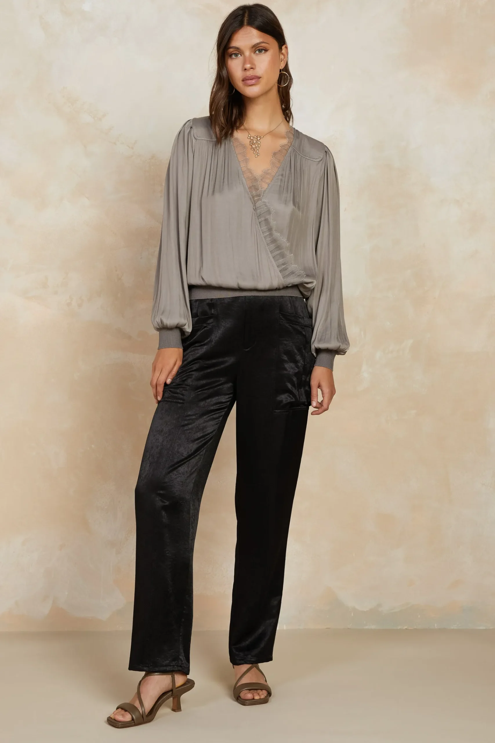 Current Air Satin Straight Leg Pants BLACK Online