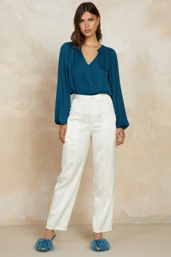 Current Air Satin Straight Leg Pants IVORY Clearance