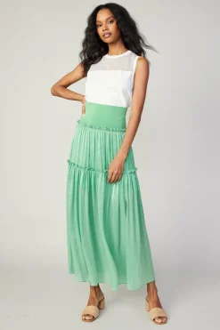 Current Air Satin Weave Maxi Skirt COOLGREEN Hot
