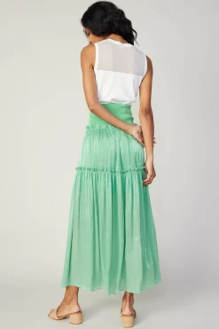 Current Air Satin Weave Maxi Skirt COOLGREEN Hot