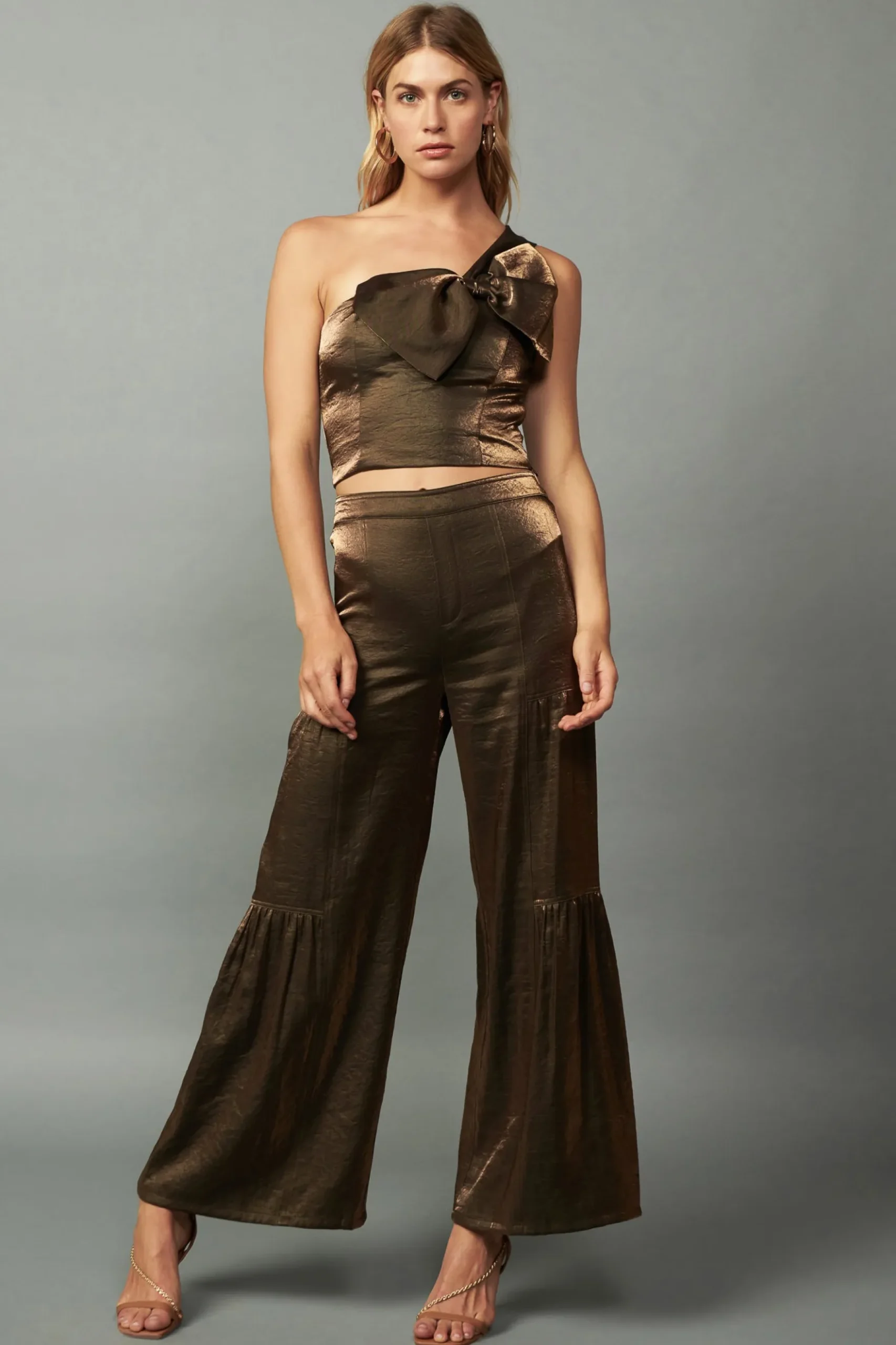 Current Air Satin Wide Leg Pants OLIVEGOLD Best