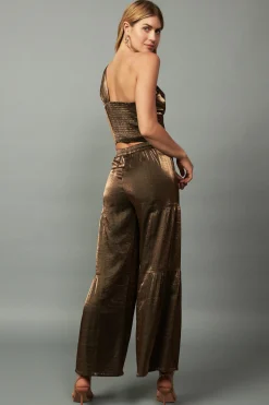 Current Air Satin Wide Leg Pants OLIVEGOLD Best