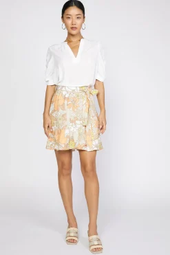 Current Air Scallop Edge Floral Skirt SAND Best