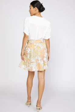 Current Air Scallop Edge Floral Skirt SAND Best