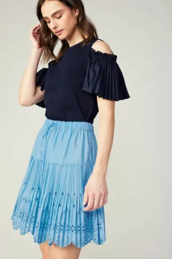 Current Air Scallop Eyelet Skirt BABYBLUE Sale
