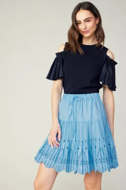 Current Air Scallop Eyelet Skirt BABYBLUE Sale