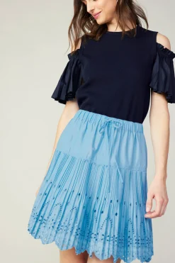 Current Air Scallop Eyelet Skirt BABYBLUE Sale