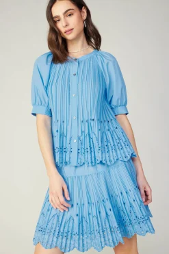 Current Air Scallop Eyelet Skirt BABYBLUE Sale
