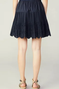 Current Air Scallop Eyelet Skirt DARKNAVY New