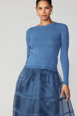 Current Air Scalloped Knit Top AEGEANBLUE Outlet