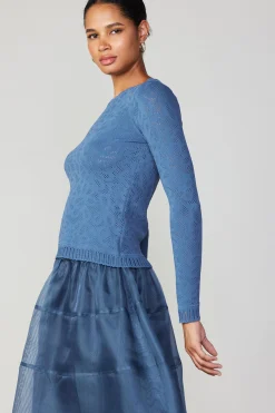 Current Air Scalloped Knit Top AEGEANBLUE Outlet