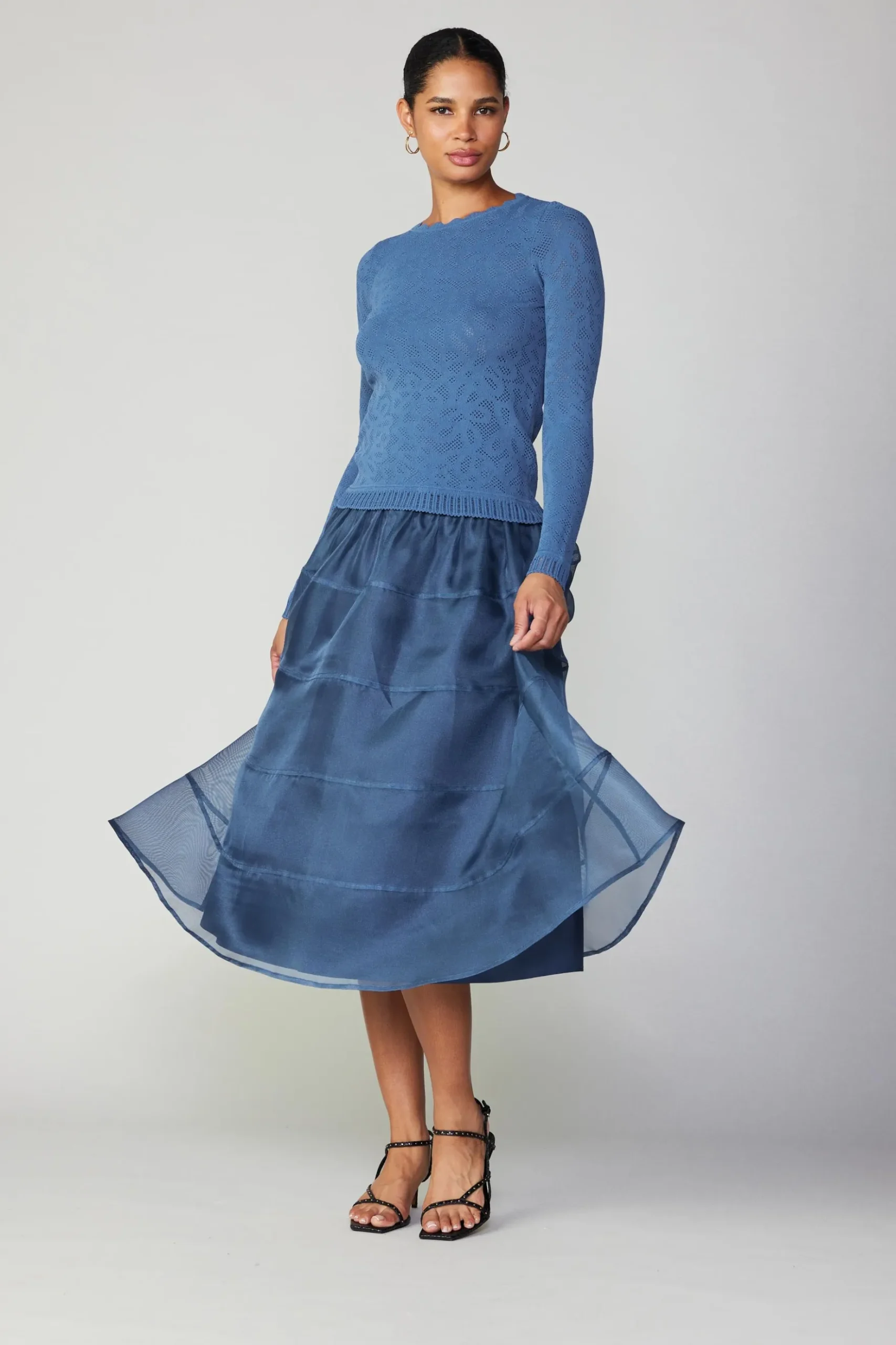Current Air Scalloped Knit Top AEGEANBLUE Outlet