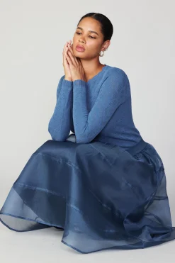 Current Air Scalloped Knit Top AEGEANBLUE Outlet