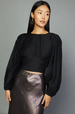 Current Air Sequin Back Cutout Top BLACK New