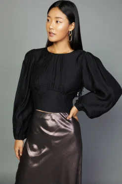 Current Air Sequin Back Cutout Top BLACK New