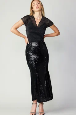 Current Air Sequin Flared Skirt BLACK Best