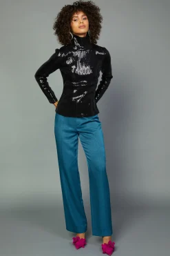 Current Air Sequin Turtleneck Top BLACK Best