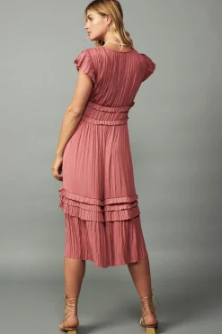 Current Air Sereia Pleated Midi Dress MAUVE Online