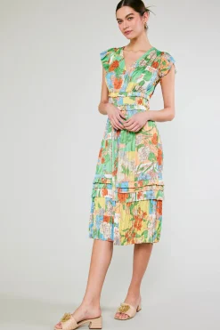 Current Air Sereia Pleated Midi Dress FLORALMLT Discount
