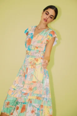 Current Air Sereia Pleated Midi Dress FLORALMLT Discount