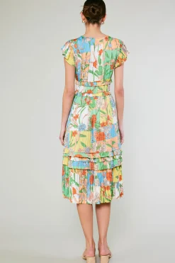 Current Air Sereia Pleated Midi Dress FLORALMLT Discount