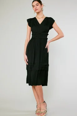 Current Air Sereia Pleated Midi Dress BLACK Best