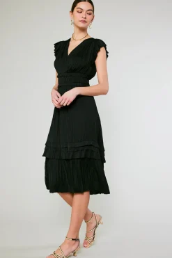 Current Air Sereia Pleated Midi Dress BLACK Best