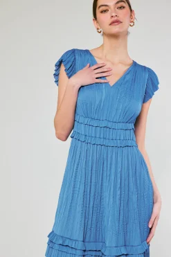 Current Air Sereia Pleated Midi Dress FADEDBLUE New