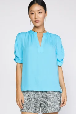 Current Air Shirred Sleeve Blouse NEONBLUE Clearance