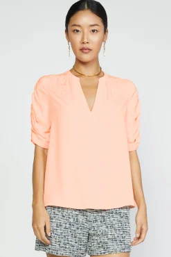 Current Air Shirred Sleeve Blouse NEONPEACH Best