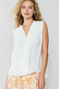 Current Air Shirred Sleeveless Top CREAMWHITE Sale