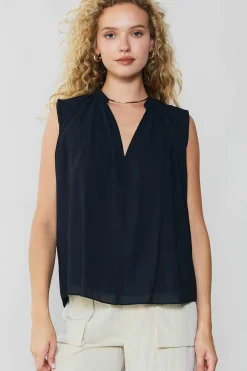 Current Air Shirred Sleeveless Top BLACK Fashion