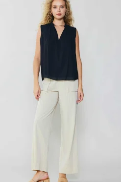 Current Air Shirred Sleeveless Top BLACK Fashion