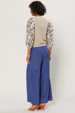 Current Air Shirred Wide Leg Pants DENIMBLUE Discount
