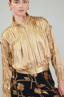 Current Air Shirred Zip Up Jacket GOLD Online