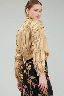Current Air Shirred Zip Up Jacket GOLD Online