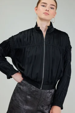 Current Air Shirred Zip Up Jacket BLACK Best