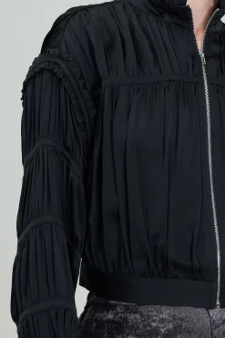 Current Air Shirred Zip Up Jacket BLACK Best