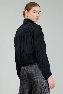 Current Air Shirred Zip Up Jacket BLACK Best