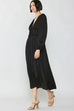 Current Air Sidonie Pleated Maxi Dress BLACK New
