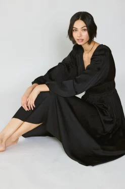 Current Air Sidonie Pleated Maxi Dress BLACK New