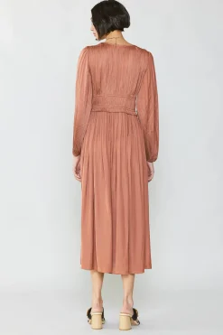 Current Air Sidonie Pleated Maxi Dress CARAMEL Fashion