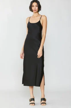 Current Air Silk Bias Midi Dress BLACK Discount