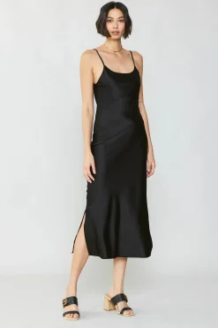 Current Air Silk Bias Midi Dress BLACK Discount