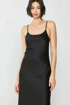 Current Air Silk Bias Midi Dress BLACK Discount
