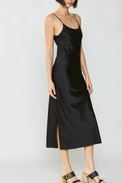 Current Air Silk Bias Midi Dress BLACK Discount