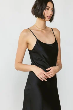 Current Air Silk Bias Midi Dress BLACK Discount